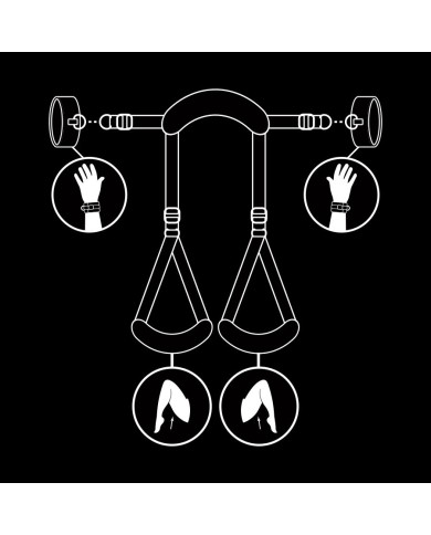 FETISH SUBMISSIVE POSICION PIERNAS ABIERTAS CON ESPOSAS CON FORRO DE NEOPRENO