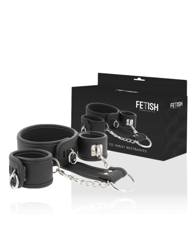 FETISH SUBMISSIVE COLLAR Y ESPOSAS CUERO VEGANO CON FORRO DE NEOPRENO
