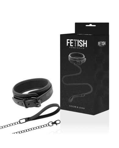 FETISH SUBMISSIVE COLLAR CON CADENA CON FORRO DE NEOPRENO