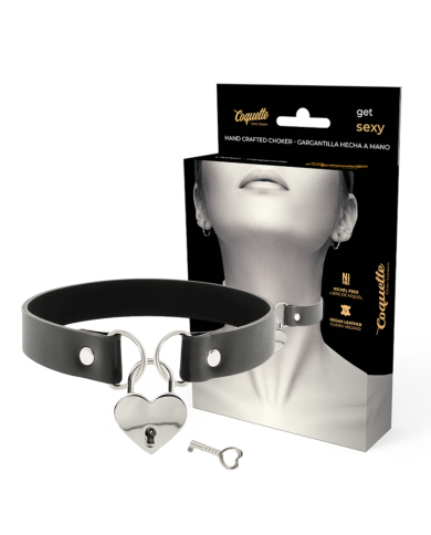 COQUETTE CHIC DESIRE COLLAR CUERO VEGANO ACCESORIO CORAZON CON LLAVE