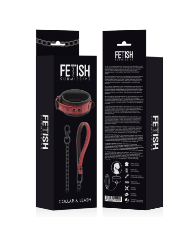 FETISH SUBMISSIVE DARK ROOM COLLAR CON CADENA CON FORRO DE NEOPRENO