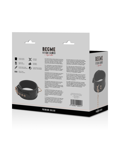 BEGME BLACK EDITION COLLAR CUERO VEGANO CON FORRO DE NEOPRENO