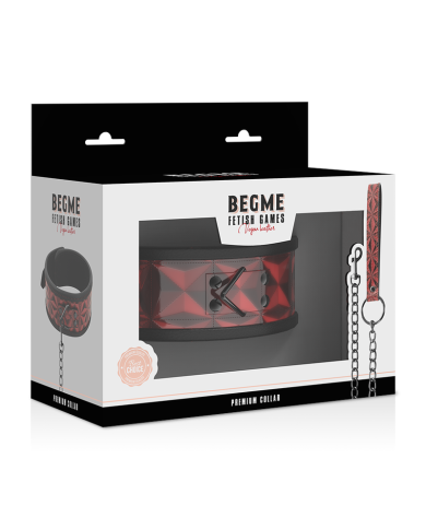 BEGME RED EDITION COLLAR CUERO VEGANO CON FORRO DE NEOPRENO