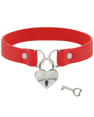 COQUETTE CHIC DESIRE COLLAR CUERO VEGANO ROJO ACCESORIO CORAZON CON LLAVE