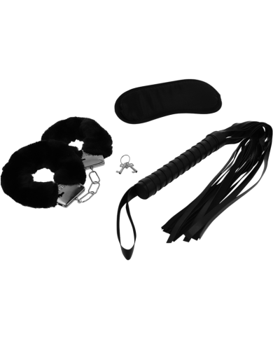 INTENSE FETISH SET EROTICO 1 CON ESPOSAS ANTIFAZ Y LATIGO DE CUERO VEGANO