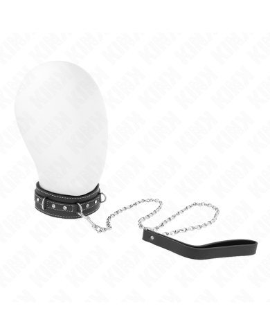 KINK COLLAR CON CORREA 105 CM DE PIEL DE PVC REMACHE DE DIAMANTES DE IMITACION 415 X 4 CM