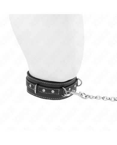 KINK COLLAR CON CORREA 105 CM DE PIEL DE PVC REMACHE DE DIAMANTES DE IMITACION 415 X 4 CM