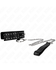 KINK COLLAR CON CORREA 65 CM CON TACHUELAS PLATEADAS MODELO 1 AJUSTABLE 36 43 CM X 5 CM