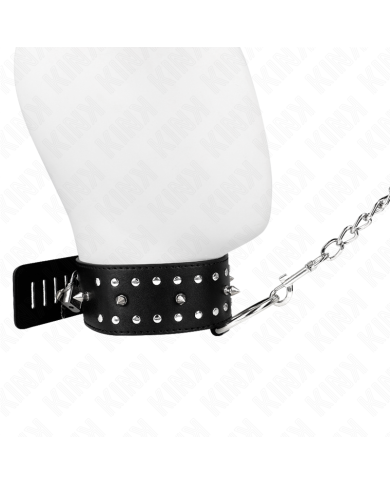 KINK COLLAR CON CORREA 65 CM CON TACHUELAS PLATEADAS MODELO 1 AJUSTABLE 36 43 CM X 5 CM