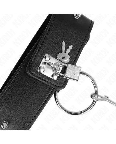 KINK COLLAR CON CORREA 65 CM CON TACHUELAS PLATEADAS MODELO 2 AJUSTABLE 36 43 CM X 5 CM