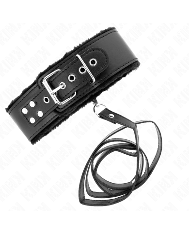 KINK COLLAR CON CORREA 116 CM CON TACHUELAS PLATEADAS MODELO 4 NEGRO AJUSTABLE 40 48 CM X 6 CM