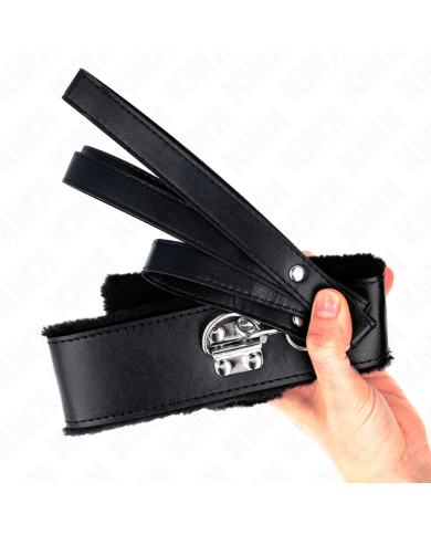 KINK COLLAR CON CORREA 116 CM CON TACHUELAS PLATEADAS MODELO 4 NEGRO AJUSTABLE 40 48 CM X 6 CM