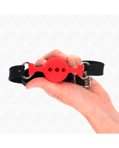 KINK MORDAZA 55 x 2 CM DE BOLA 4 CM DE SILICONA COMPLETA TALLA S ROJO AJUSTABLE 35 51 CM