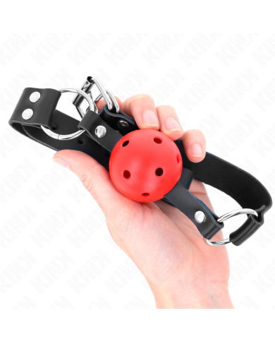 KINK MORDAZA DE BOLA 4 CM TRANSPIRABLE CON DOBLE REMACHE ROJO 62 x 25 CM AJUSTABLE 42 58 CM