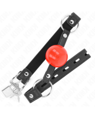 KINK MORDAZA DE BOLA 4 CM CON CANDADO BOLA ROJA CORREA NEGRA 60 x 2 CM