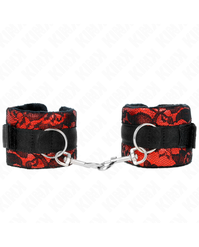KINK MUNEQUERAS CORTAS DE ENCAJE TERCIOPELO Y UNION DE NYLON ROJO NEGRO 23 X 65 CM
