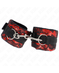 KINK MUNEQUERAS CORTAS DE ENCAJE TERCIOPELO Y UNION DE NYLON ROJO NEGRO 23 X 65 CM