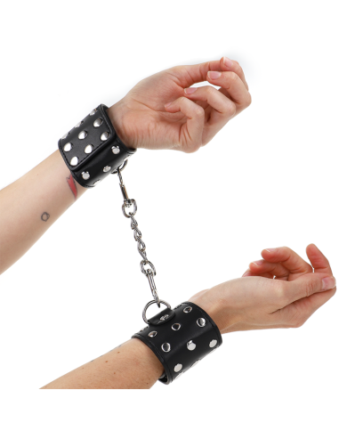 KINK MUNEQUERAS CON CIERRE A PRESION LLENO DE TACHUELAS AJUSTABLE NEGRO 19 24 CM X 55 CM