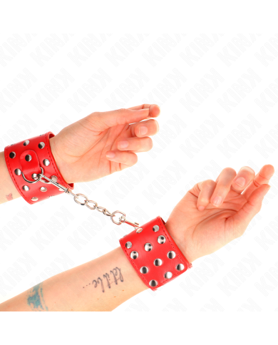 KINK MUNEQUERAS CON CIERRE A PRESION LLENO DE TACHUELAS AJUSTABLE ROJO 19 24 CM X 55 CM
