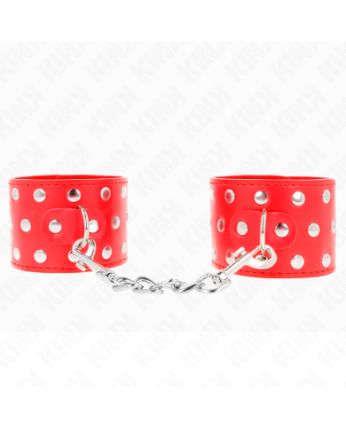 KINK MUNEQUERAS CON CIERRE A PRESION LLENO DE TACHUELAS AJUSTABLE ROJO 19 24 CM X 55 CM