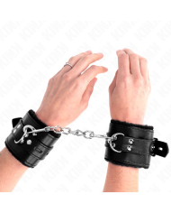 KINK MUNEQUERAS FORRADAS CON AGUJEROS CUADRADOS NEGRO Y CORREA NEGRO AJUSTABLE 17 29 CM X 6 CM