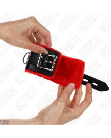 KINK MUNEQUERAS FORRADAS CON AGUJEROS CUADRADOS ROJO Y CORREA NEGRO AJUSTABLE 17 29 CM X 6 CM