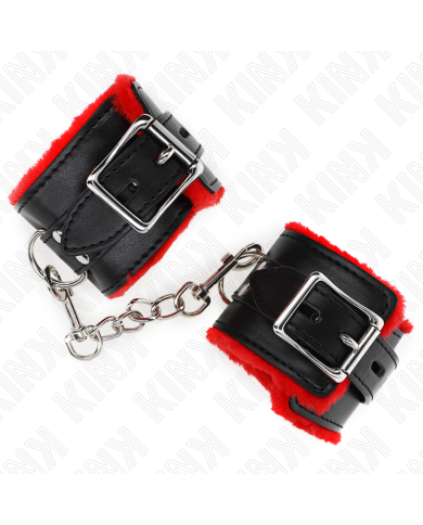 KINK MUNEQUERAS FORRADAS CON AGUJEROS CUADRADOS ROJO Y CORREA NEGRO AJUSTABLE 17 29 CM X 6 CM