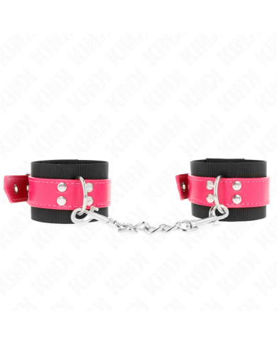 KINK MUNEQUERAS DE NYLON NEGRO CON CORREA POLIPIEL FUSCIA AJUSTABLE 19 29 CM X 51 CM