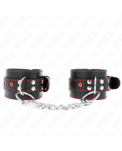 KINK MUNEQUERAS NEGRO CON INCRUSTACION DE CORAZON ROJO AJUSTABLE 21 28 CM X 55 CM