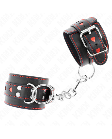 KINK MUNEQUERAS NEGRO CON INCRUSTACION DE CORAZON ROJO AJUSTABLE 21 28 CM X 55 CM