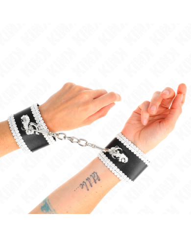 KINK MUNEQUERAS NEGRO CON ENCAJE DECORATIVO BLANCO AJUSTABLE 20 23 CM X 55 CM