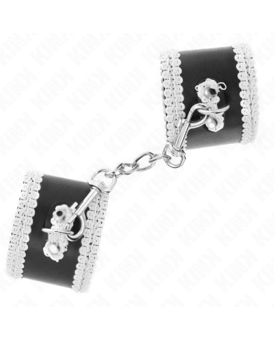 KINK MUNEQUERAS NEGRO CON ENCAJE DECORATIVO BLANCO AJUSTABLE 20 23 CM X 55 CM
