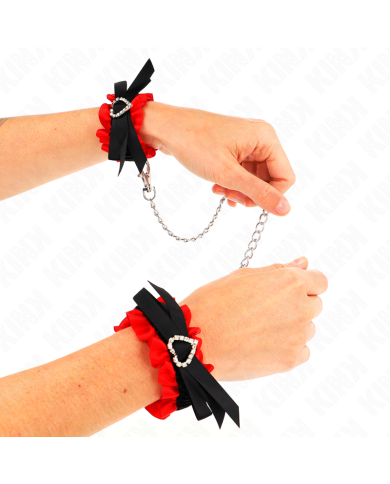 KINK MUNEQUERAS ELASTICAS DE ENCAJE CON DETALLE CORAZON ROJO AJUSTABLE 22 35 CM