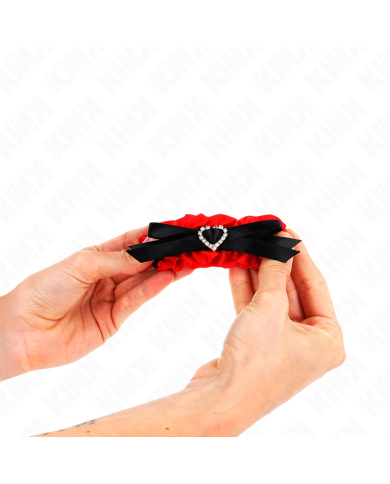 KINK MUNEQUERAS ELASTICAS DE ENCAJE CON DETALLE CORAZON ROJO AJUSTABLE 22 35 CM