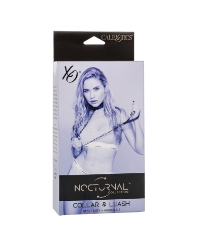 CALEXOTICS NOCTURNAL COLLAR Y CORREA CUERO AJUSTABLE NEGRO