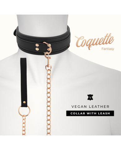 COQUETTE CHIC DESIRE FANTASY COLLAR CUERO VEGANO CON CORREA Y FORRO DE NEOPRENO