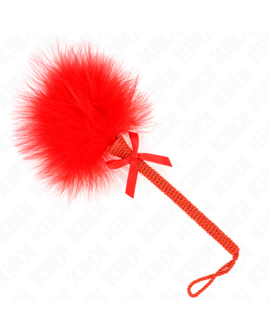 KINK MASAJEADOR DE CUERDA DE NAILON CON PLUMAS PARA COSQUILLAS Y LAZO ROJO 25 CM