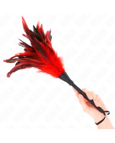 KINK PLUMAS DE POLLO PARA COSQUILLAS CON FORMA CUERNO DE CRIADA ROJO 36 CM