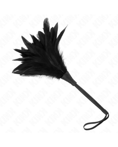 KINK PLUMAS DE POLLO PARA COSQUILLAS CON FORMA CUERNO DE CRIADA NEGRO 36 CM