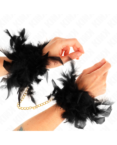 KINK ESPOSAS DE PLUMAS NEGRO CON CADENA DORADA MODELO 1