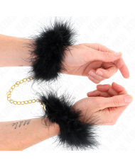 KINK ESPOSAS DE PLUMAS NEGRO CON CADENA DORADA MODELO 2