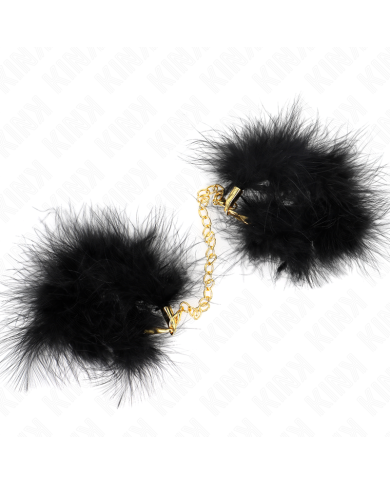 KINK ESPOSAS DE PLUMAS NEGRO CON CADENA DORADA MODELO 2