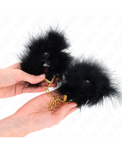 KINK ESPOSAS DE PLUMAS NEGRO CON CADENA DORADA MODELO 2
