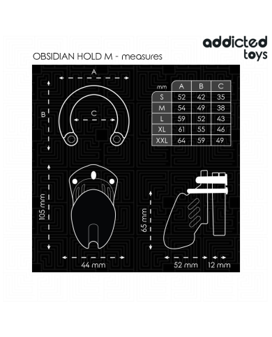 ADDICTED TOYS LOCKED OBSIDIAN HOLD JAULA PARA PENE TALLA M