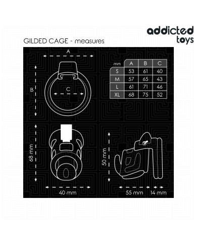 ADDICTED TOYS LOCKED GILDEN CAGE JAULA PARA PENE DE SILICONA 85 CM