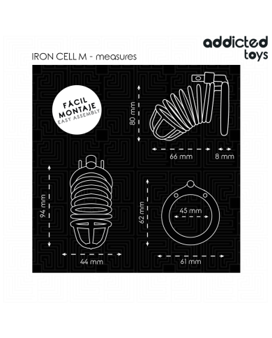 ADDICTED TOYS LOCKED IRON CELL JAULA PARA PENE DE METAL TALLA M