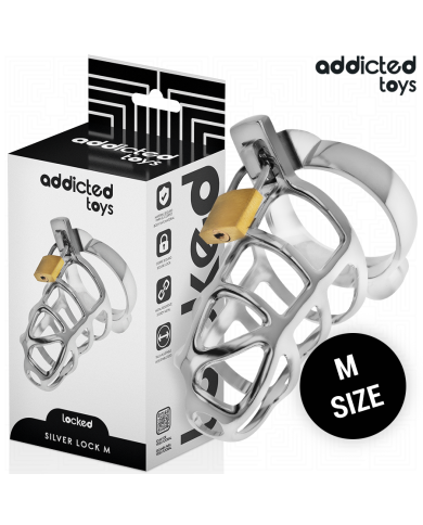 ADDICTED TOYS LOCKED SILVER LOCK JAULA PARA PENE DE METAL TALLA M