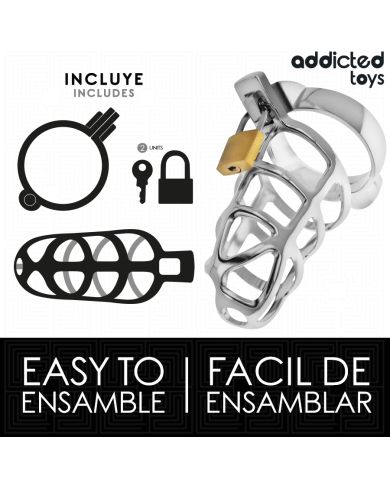 ADDICTED TOYS LOCKED SILVER LOCK JAULA PARA PENE DE METAL TALLA M