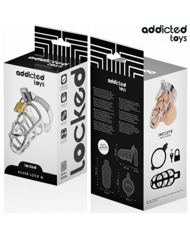 ADDICTED TOYS LOCKED SILVER LOCK JAULA PARA PENE DE METAL TALLA M