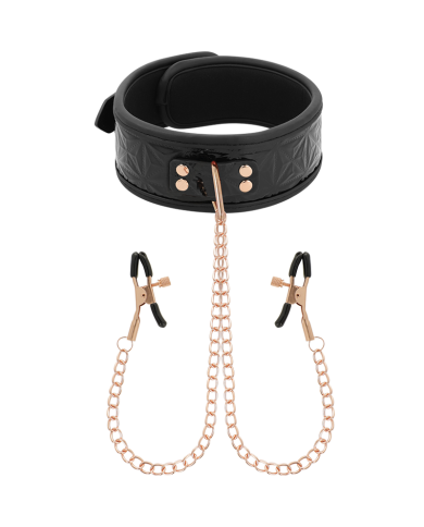 BEGME BLACK EDITION COLLAR CON CADENAS Y PINZAS PEZONES CON FORRO DE NEOPRENO